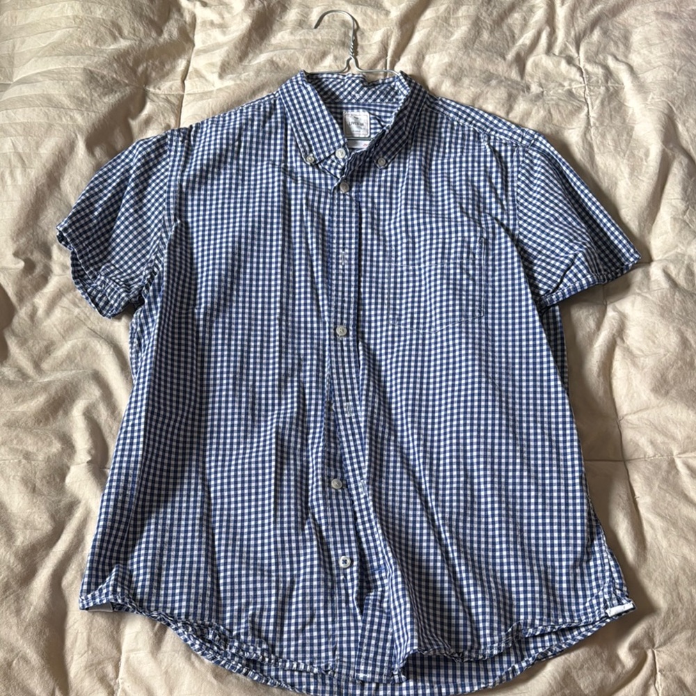 Gap Blue Gingham Button-Up Shirt Large
